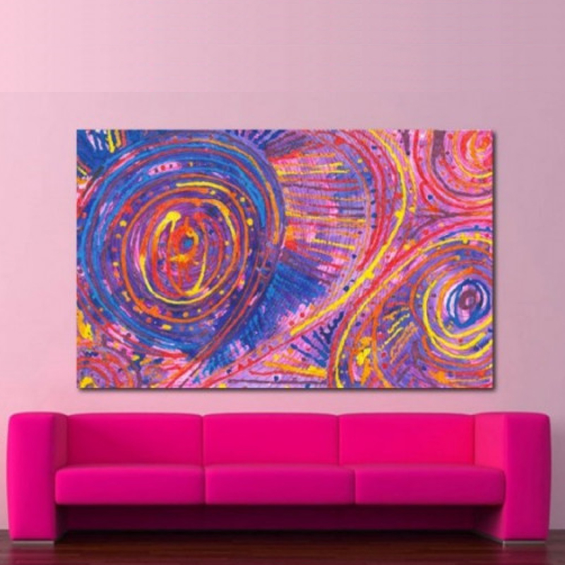 Πίνακας σε καμβά με Ζωγραφική Pink abstract